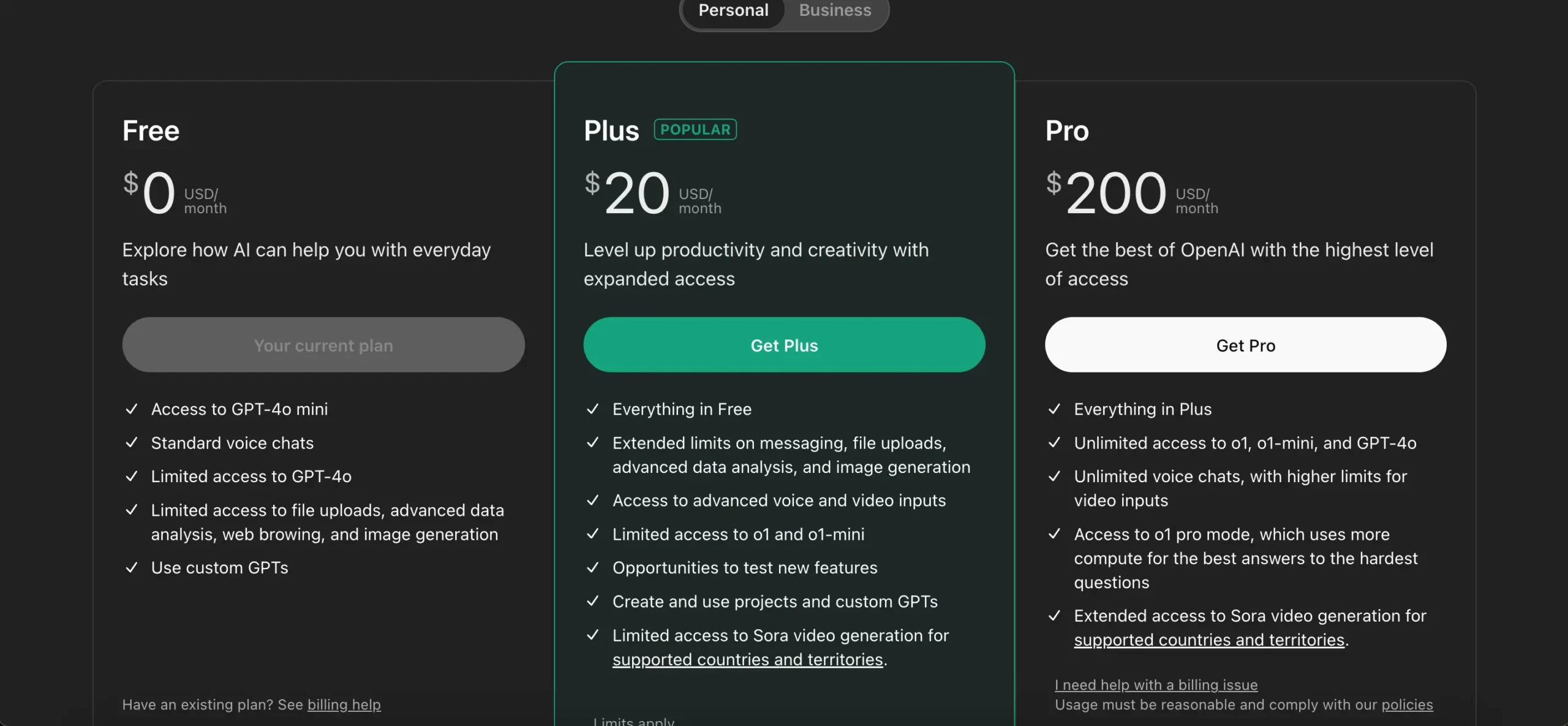 CharGPT pricing plans